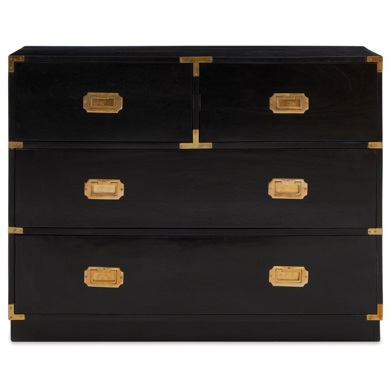 Sarter Mango Wood Chest Of 4 Drawers In Black And Gold