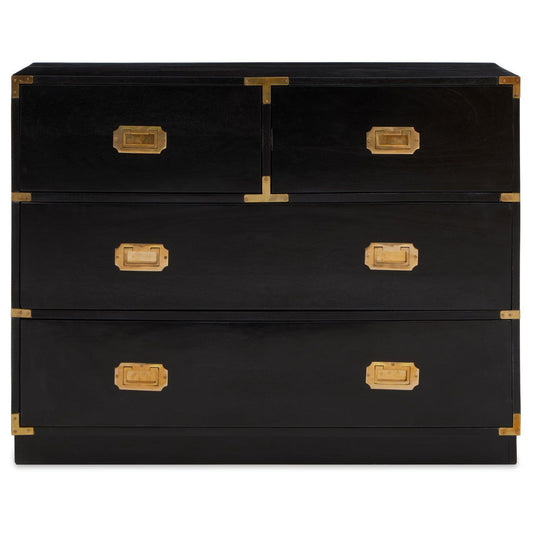 Sarter Mango Wood Chest Of 4 Drawers In Black And Gold
