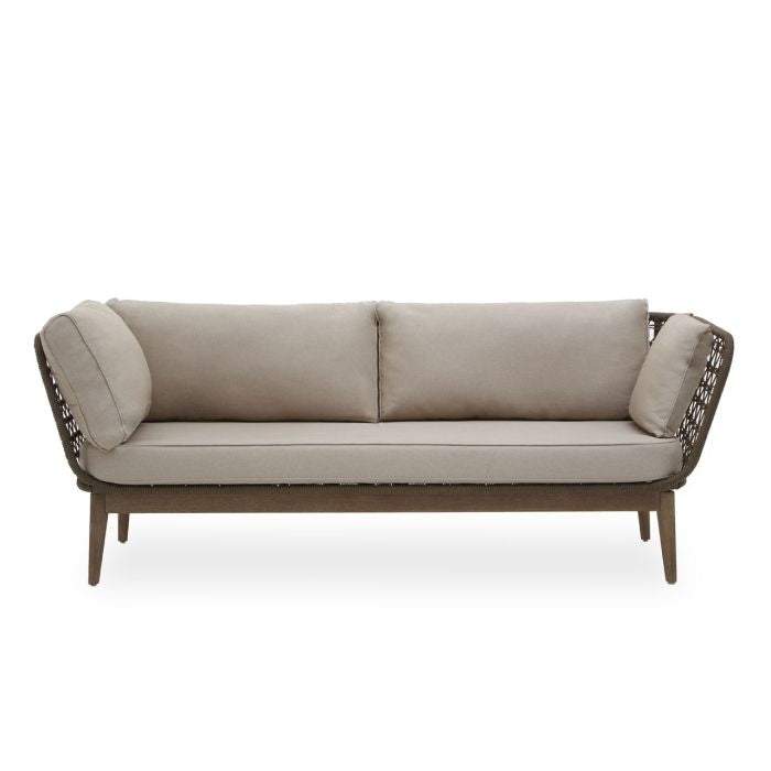 Ochoa Textile Fabric 3 Seater Sofa In Grey With Wooden Frame