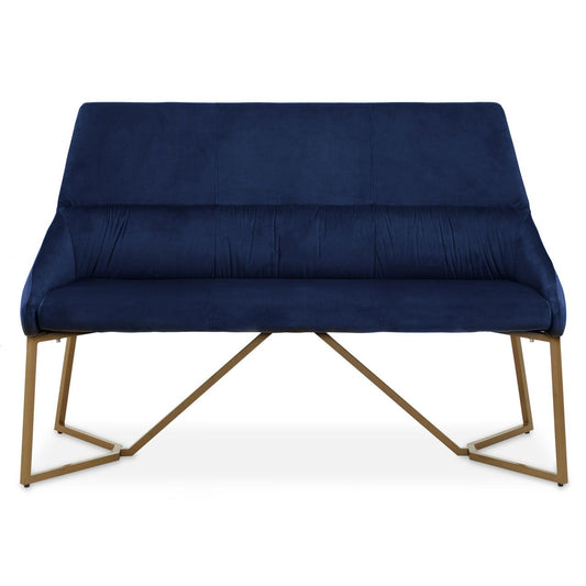 Vieste Velvet Dining Bench In Midnight Blue