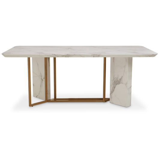 Vieste Rectangular Wooden Dining Table In White Marble Effect