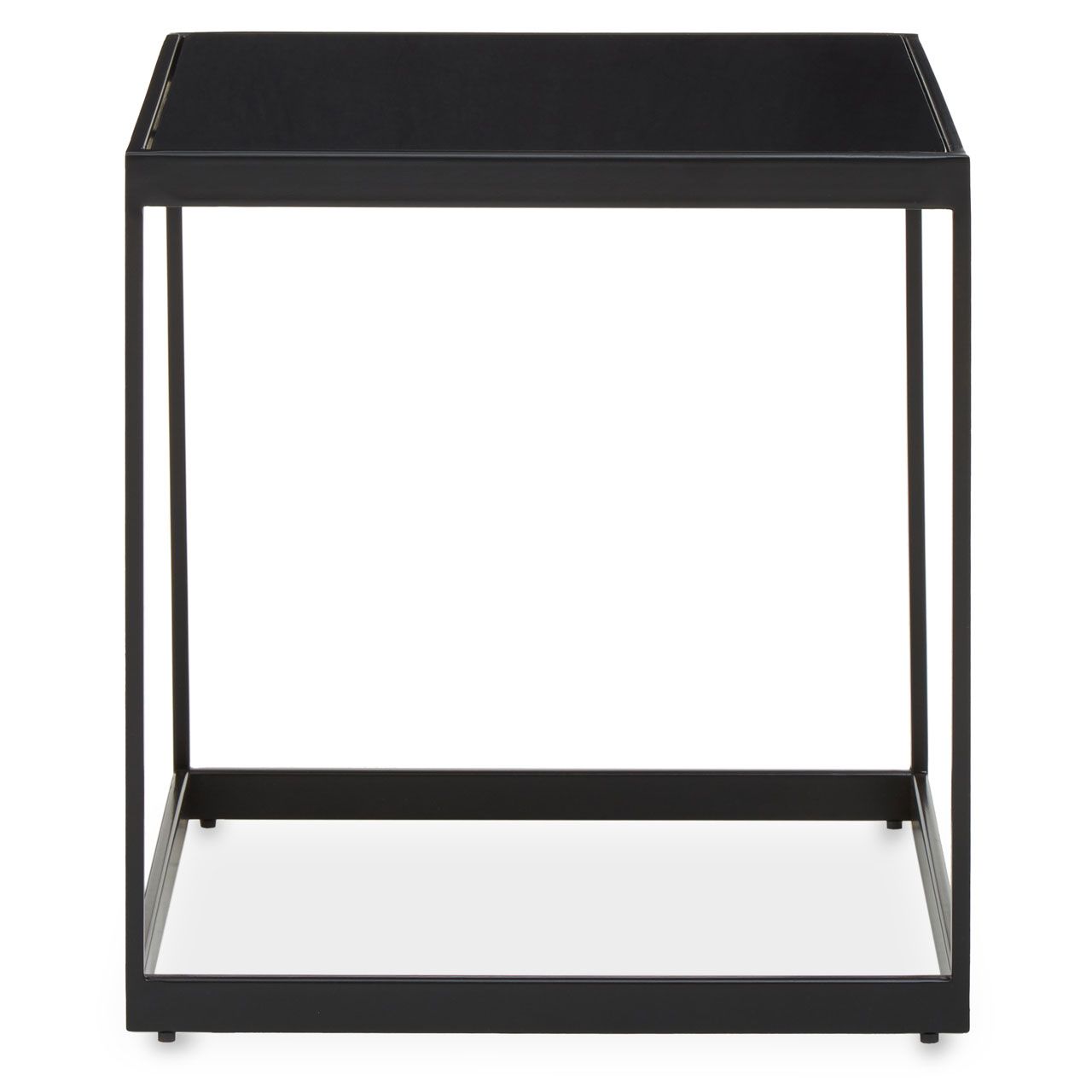 Genoa Wooden Lamp Table In Black With Metal Frame