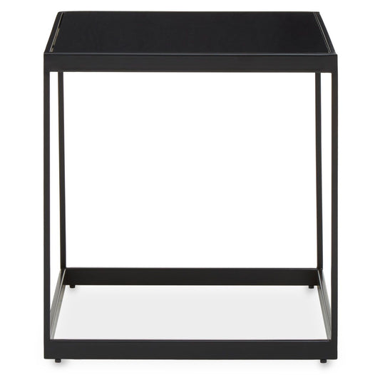 Genoa Wooden Lamp Table In Black With Metal Frame