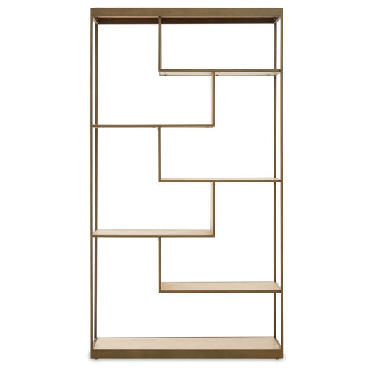 Grenoble Wooden Multi Shelving Unit In Brass Frame