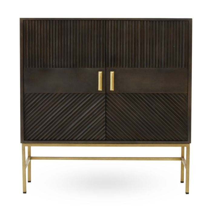 Speke Wooden Sideboard In Grey And Gold With 2 Doors