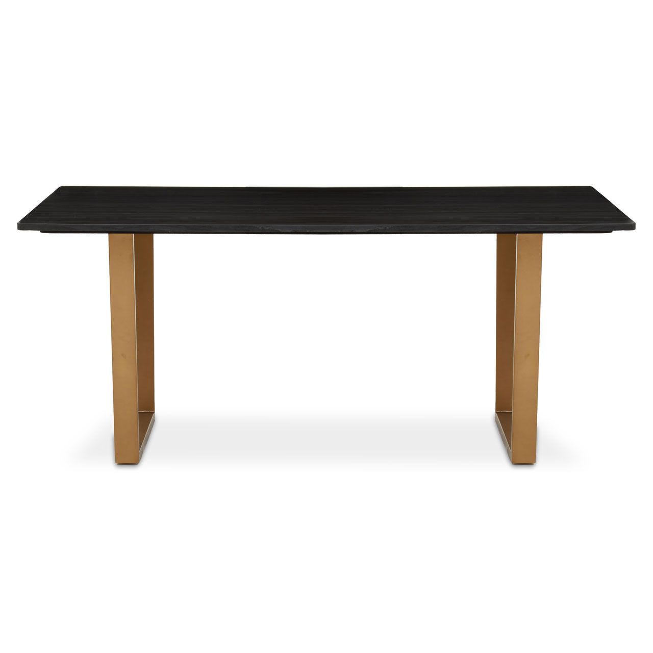 Varana Marble Dining Table In Black With Matt Gold Frame