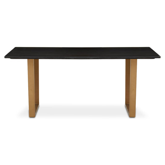 Varana Marble Dining Table In Black With Matt Gold Frame