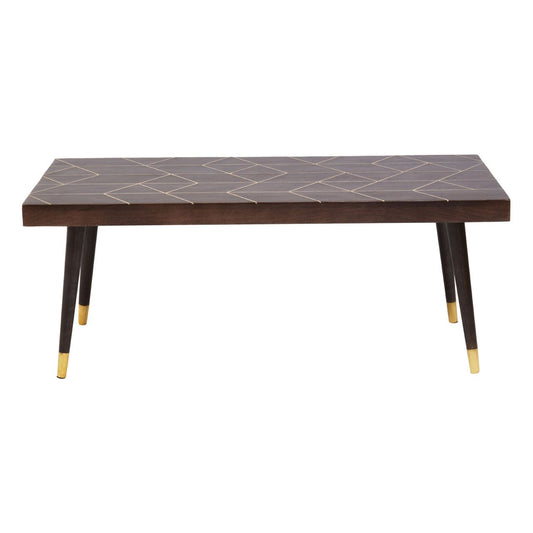Naro Mango Wood Coffee Table In Brown With Gold Top Legs