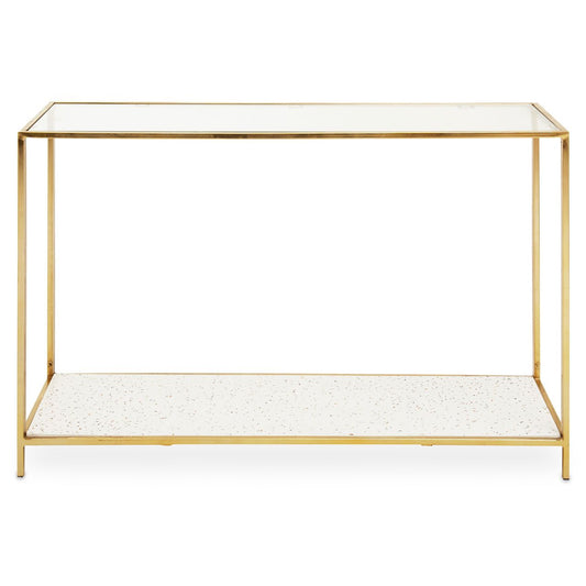 Novi Clear Glass Side Table With Gold Metal Frame