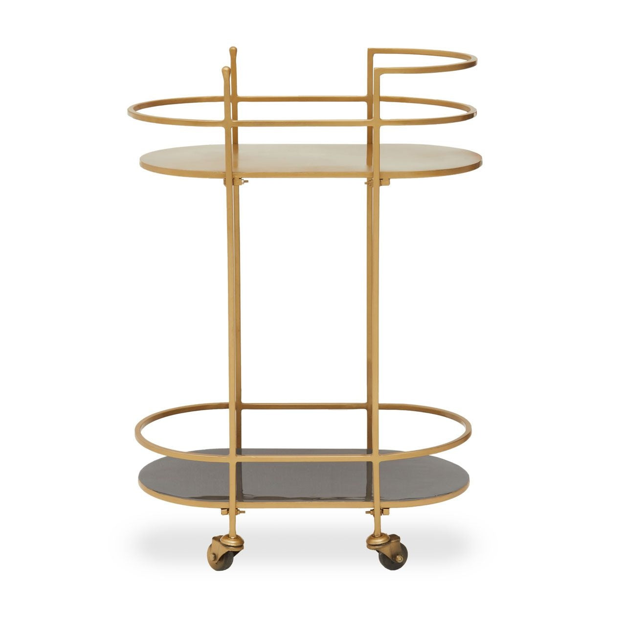 Korba Metal Rolling Drinks Trolley In Gold And Grey
