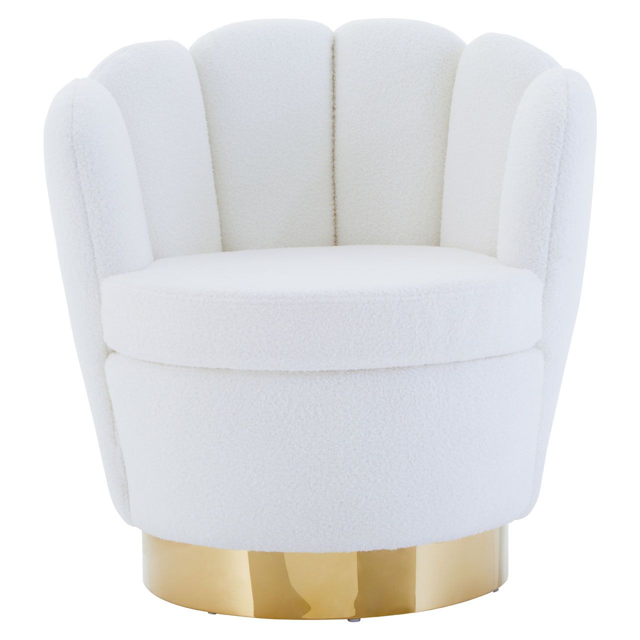 Biarritz Polyester Fabric Accent Chair In Off White With Stainless Steel Base