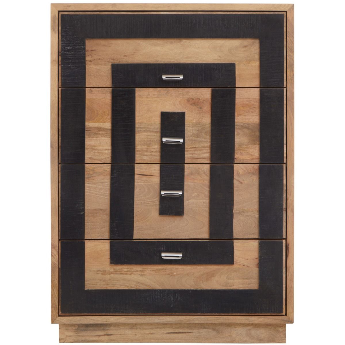 Salem Mango Wood Chest Of 4 Drawers In Black And Natural