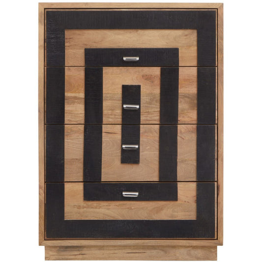 Salem Mango Wood Chest Of 4 Drawers In Black And Natural