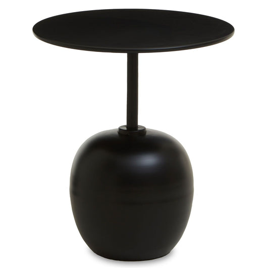 Corra Round Metal Side Table In Matte Black