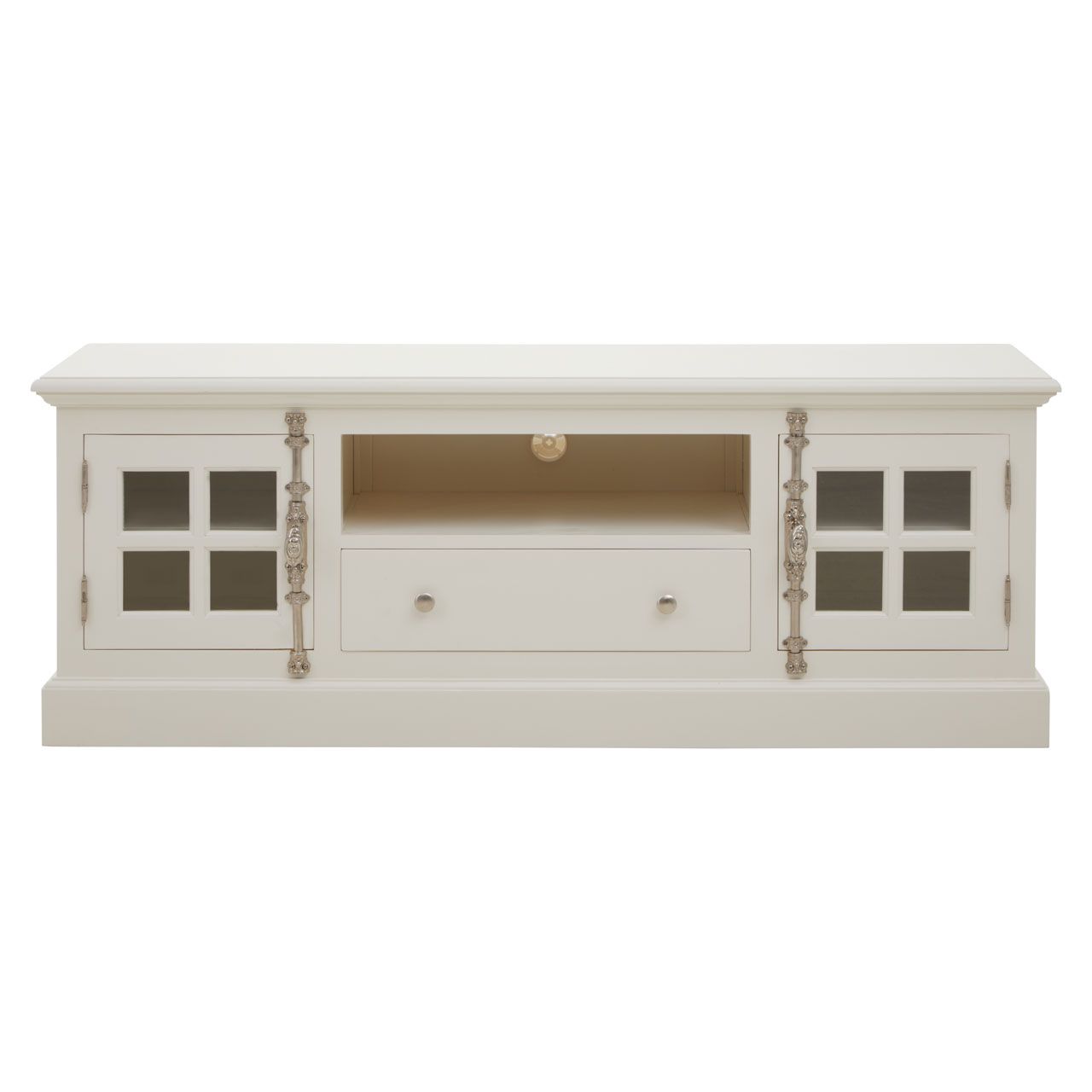 Covent Mahogany Wood TV Stand With 2 Doors And 1 Drawer In White