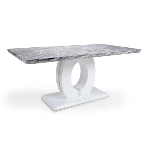 Neptune Large Marble Effect Dining Table In Grey And White