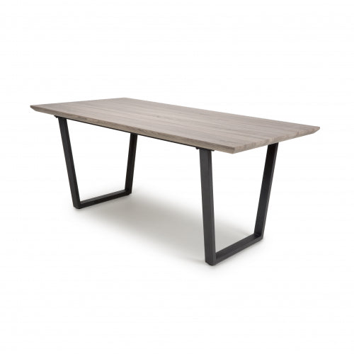 Ventris Large Dining Table In Ash Effect With U-Shape Black Metal Legs