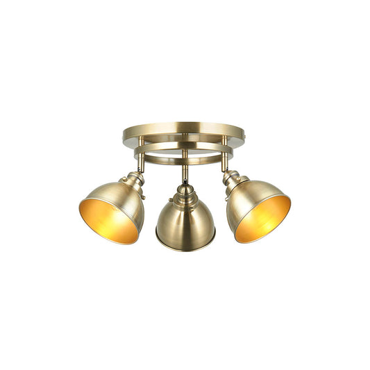 Wyatt 3 Lights Rolled Edge Metal Shade Round Spotlight In Antique Brass
