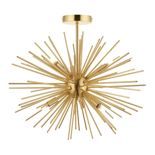 Orta 6 Lights Semi Flush Ceiling Light In Satin Brass
