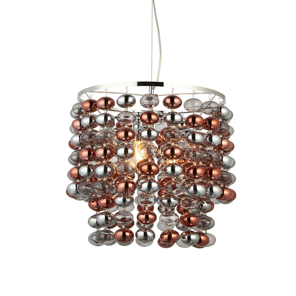 Esme 3 Lights Cascading Glass Pendant Light In Polished Chrome