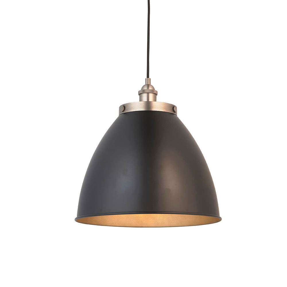 Franklin Large Metal Rolled Edge Shade Pendant Light In Aged Pewter
