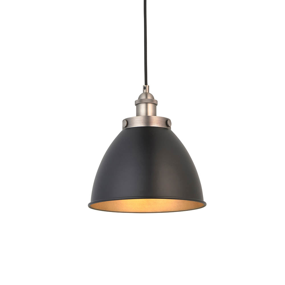 Franklin Small Metal Rolled Edge Shade Pendant Light In Aged Pewter