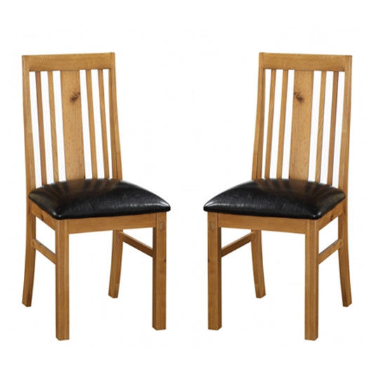Acorn Light Oak Wooden Dining Chairs In Pair