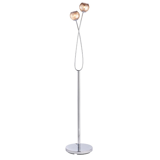 Aerith Smoked Glass Shades 2 Lights Floor Lamp In Polished Chrome