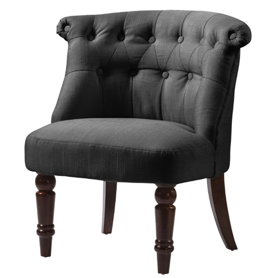 Alderwood Fabric Chair In Black With Brown Wooden Legs