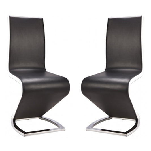Aldridge Black Dining Chair In Pair With White PU Sides