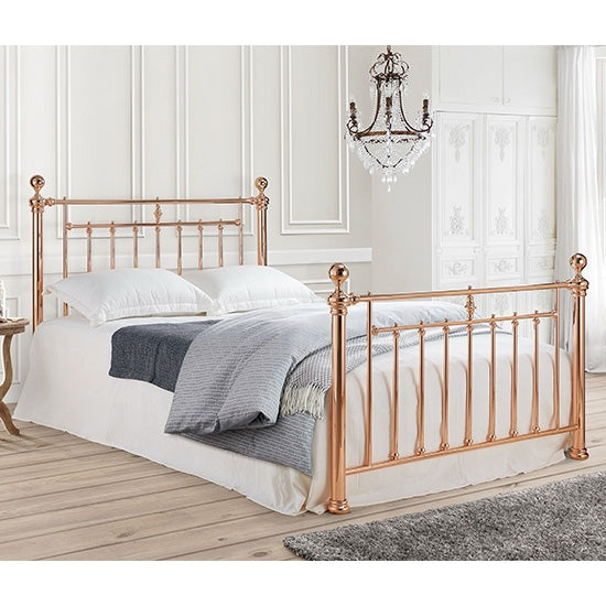 Alexander Metal Double Bed In Rose Gold