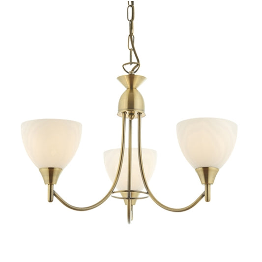 Alton 3 Lights Matt Opal Glass Ceiling Pendant Light In Antique Brass