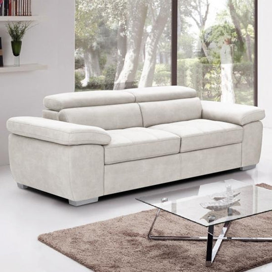 Amando Fabric 3 Seater Sofa In Beige