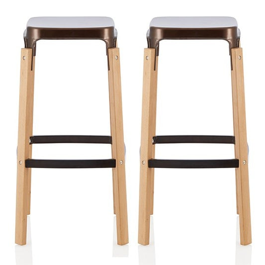 Amaranth Antique Bronze 66cm Metal Bar Stools In Pair