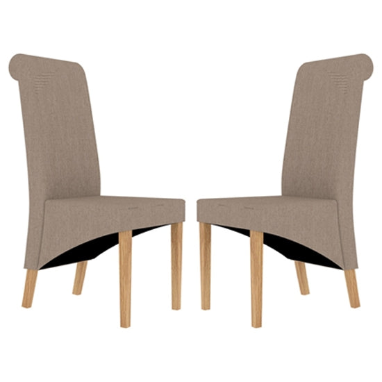 Amelia Beige Fabric Dining Chairs In Pair