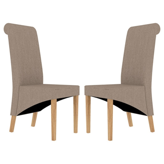 Amelia Beige Fabric Dining Chairs In Pair