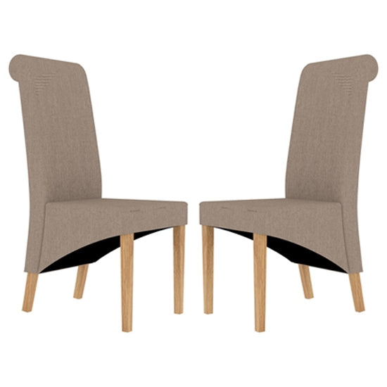 Amelia Beige Fabric Dining Chairs In Pair