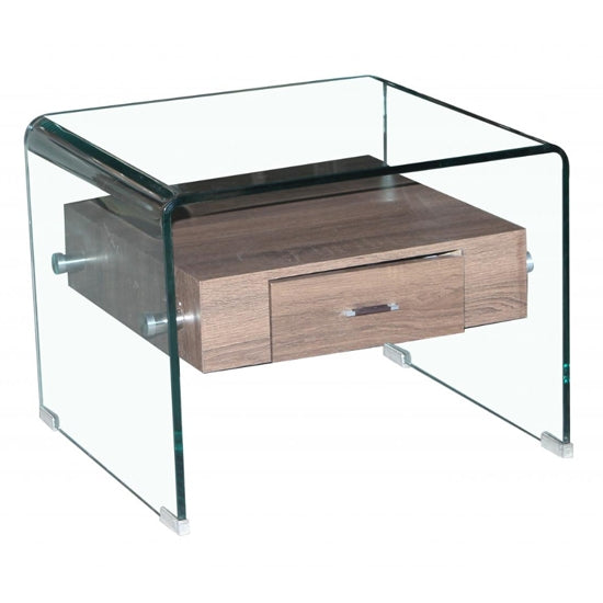 Angola Clear Glass Lamp Table In With Drawer