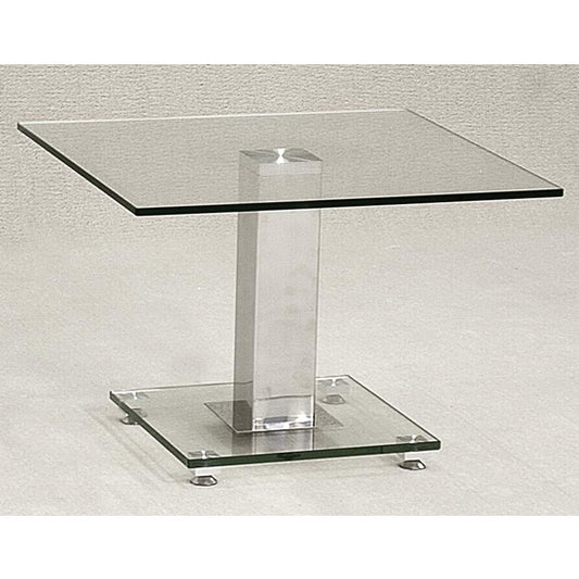 Ankara Glass Lamp Table With Chrome Metal Base