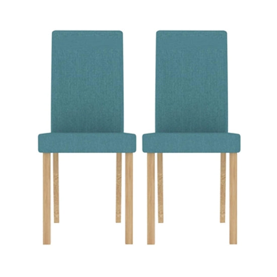 Anna Teal Fabric Dining Chairs In Pair