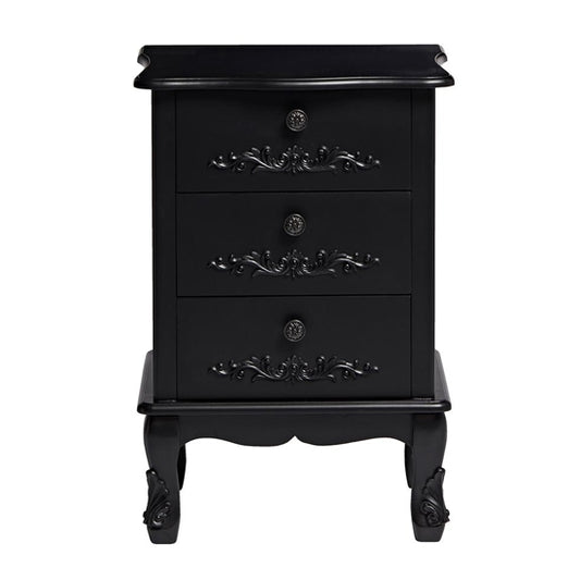 Antoinette Wooden Chest Of Drawers In Black With 3 Drawers
