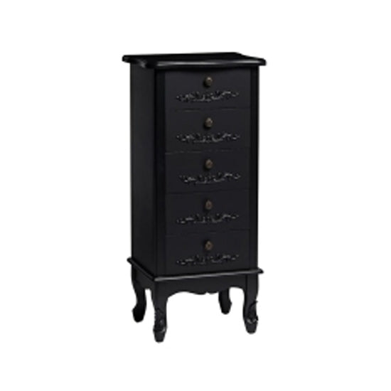 Antoinette Wooden Chest Of Drawers In Black With 4 Drawers