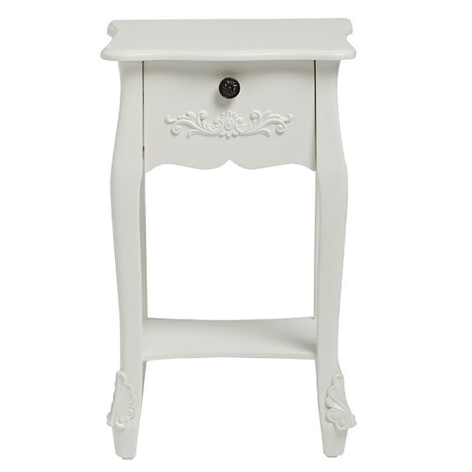 Antoinette Wooden End Table In White With 1 Drawer