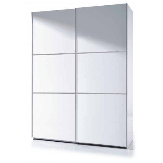 Arctic Medium Sliding Wardrobe With Shelves In White High Gloss