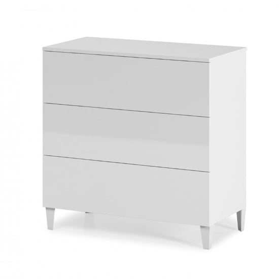 Arctic Wooden Chest Of Drawers In White High Gloss With 3 Drawers