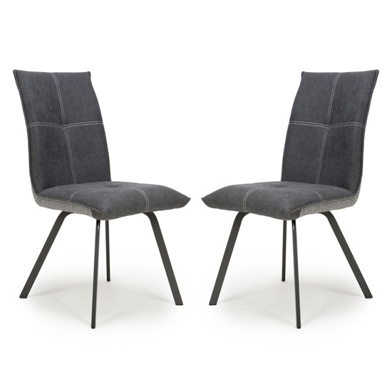 Ariel Dark Grey Linen Effect Dining Chairs In Pair