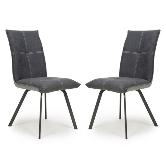 Ariel Dark Grey Linen Effect Dining Chairs In Pair