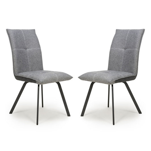 Ariel Light Grey Linen Effect Dining Chairs In Pair