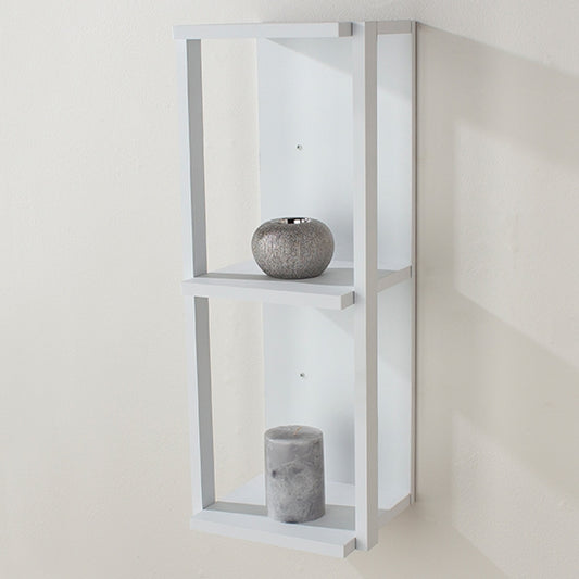 Arran Small Wooden 3 Shelves Narrow Wall Shelf In Matt White