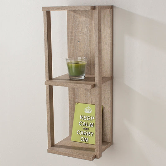 Arran Small Wooden 3 Shelves Narrow Wall Shelf In Oak Effect